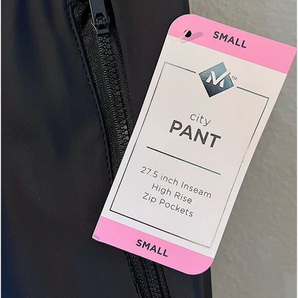 New High-Waist City Pants Active Leggings Pull on Zip Pockets Black - Small - Picture 7 of 13